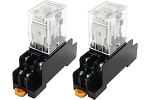 Bonsicoky 2 Pcs DC 12V Coil 8 Pin 10A DPDT Electromagnetic Power Relay with LED Indicator and Socket Base