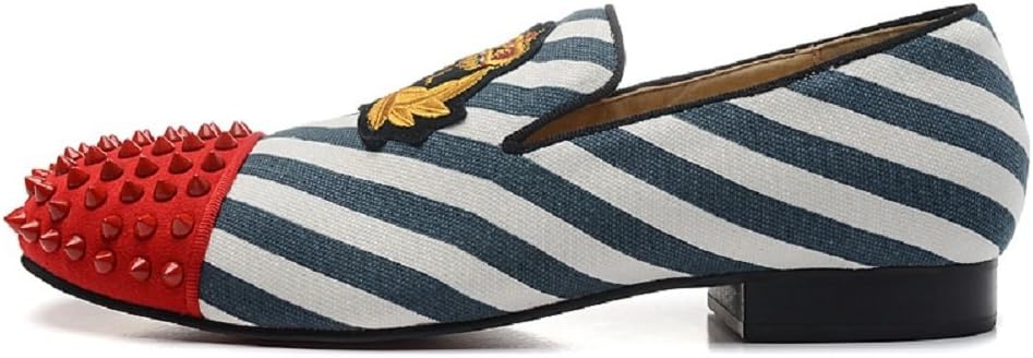 Aibarbie Mens Fashion Handmade Leather Shoes Spikes Toe Casual Prom Shoes