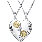 S925 Sterling Silver Mother Daughter Set 2 Granddaughter Family Heart Pendant Necklace Jewelry from Dad Mom Grandmother Son Birthday