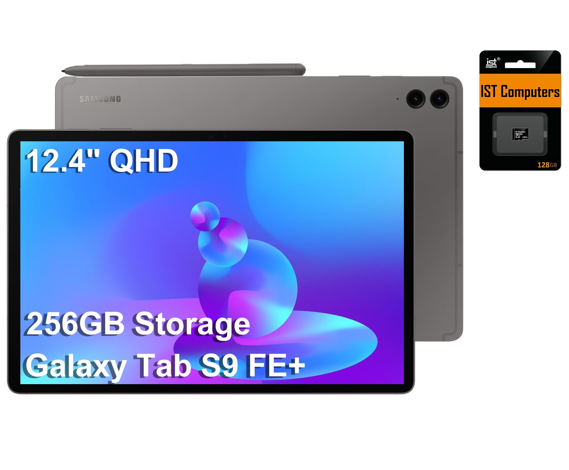 Samsung Galaxy Tab S9 FE+ Plus Android Tablet (12.4" Touchscreen, 8GB RAM, 256GB Storage (128GB+128GB SD Card), Long Battery Life, S Pen, 8MP + 12MP Cameras, Lightweight Design) SM-X610, NA Version