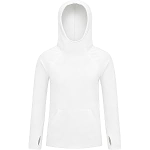 Roadbox Boys UPF 50+ Sun Hoodie Fishing Shirt, Kids Long Sleeve Hooded Rash Guard, UV Protection Athletic Hiking Swim Shirts