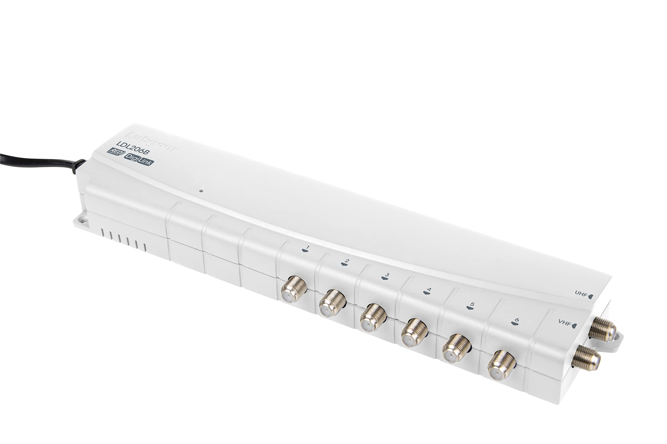 TV & Radio Signal Booster Aerial Amplifier, Labgear 6 Way Mains Powered Signal Distribution Amplifier with F-Type Connections, Professional Booster with IR Bypass