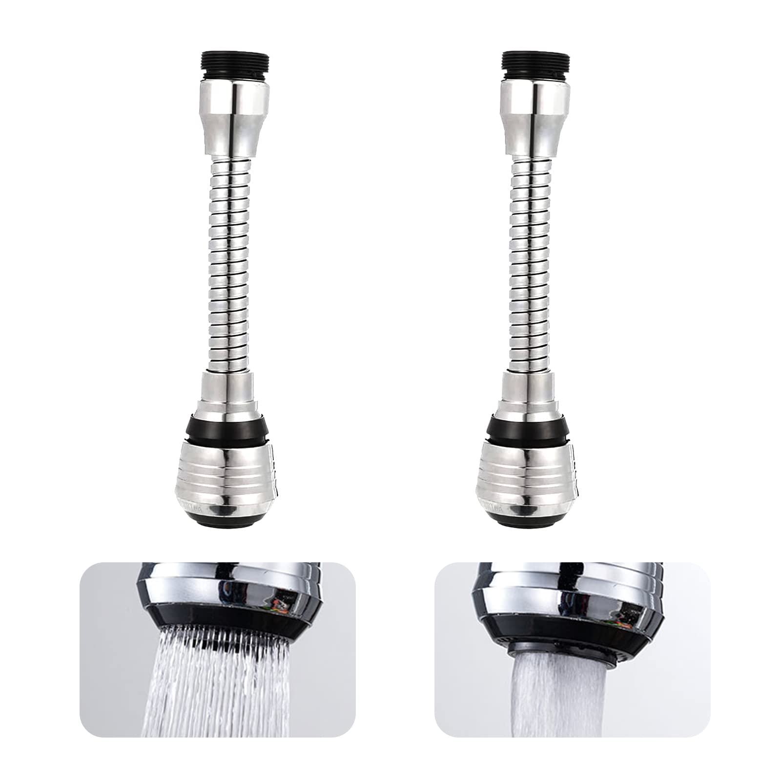 ROOBZE 2 Piece Kitchen Tap Extension Tap 360° Swivel Sprayer Head Tap for Kitchen and Bathroom (15.5 cm x 3.4 cm)