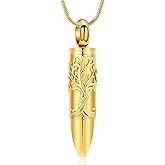 zeqingjw Bullet Urn Necklaces for Ashes Tree of Life Cremation Jewelry Memorial Pendant Ash Holder Keepsake Jewelry for Pet/Human