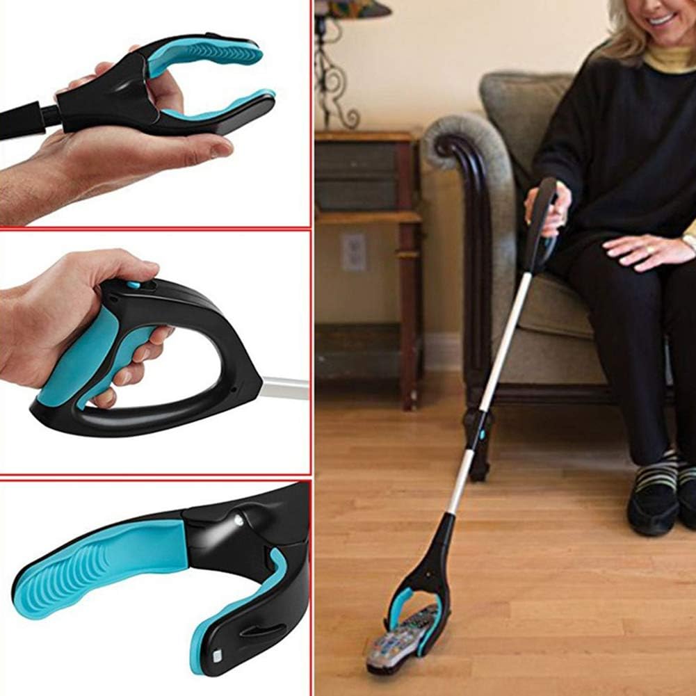 5starservices14 Pick Up Reaching Tool Foldable Long Arm Litter Picker Grabber Gripper Garbage Clip Picker Sewer Pincers With Led Light Garden Nabber Arm Extension Can Folds Up for Easy Storage