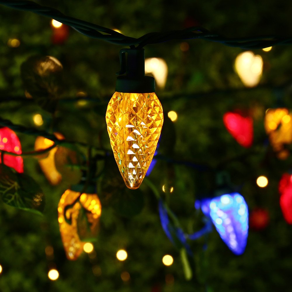Brizled Faceted C9 LED Christmas Lights, 25 LED 16ft Fairy Decorative