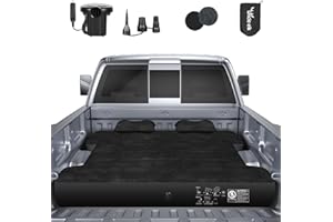 Uncle elk Truck Bed Air Mattress, Full Size Truck Beds, Inflatable Air Mattress Bed with Air Pump 2 Pillows, Carry Bag, Pickup Bed Air Mattress for Chevrolet Silverado, Dodge Ram, Ford, Black