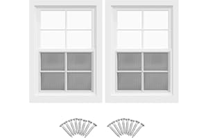 Maeklon 2 Pack 14''X21'' White Flush-Mount Shed Windows, Home Utility Windows with Strengthened Glass and Screen, Sliding Win