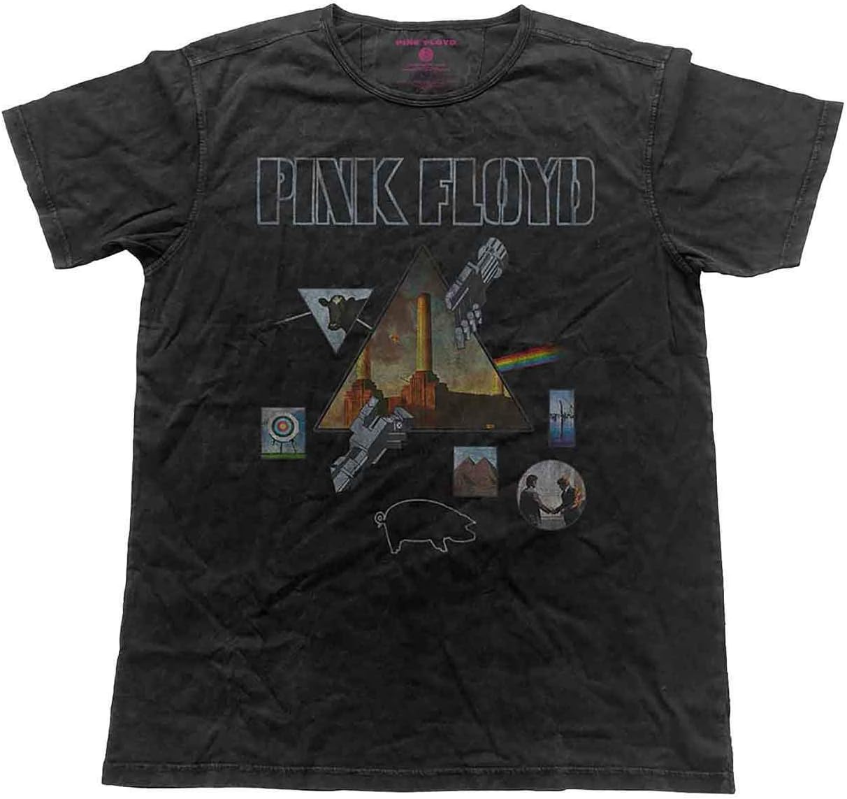 Pink Floyd T Shirt Albums Montage Logo Official Mens Black Vintage Finish