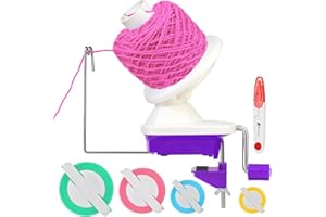 KNEWMART Yarn Ball Winder, Weaving Ball WinderNeedle Craft Yarn Ball Winder,The Helper for Knitting Enthusiast,Sturdy with Metal Handle and Tabletop Clamp, with 4 Size Pom Pom Makers+1PS Scissors