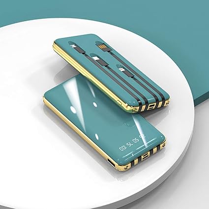 Amazon mah Pse認証済 オシャレミラースクリーンモバイルバッテリー Ledライト付き 大容量 急速充電 Lcd残量表示 Iphone Android Type C Usb入力 4種類ケーブル内蔵 4台同時充電 2個ledライト 最大2 1a出力 鏡面仕上げデザイン スマホ充電器 災害 旅行