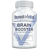 Research Verified Brain Booster - Brain Supplement for Memory and Focus, Nootropic Supplement for Cognitive Support - 60 Vegan Capsules - 1 Month Supply