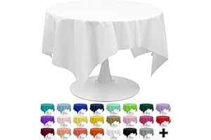 PARTY ULYJA White Tablecloths Plastic 3 Pack Premium 84 Inches Disposable Table Covers Decorative Table Cloths for Round Dinning Kitchen Tables