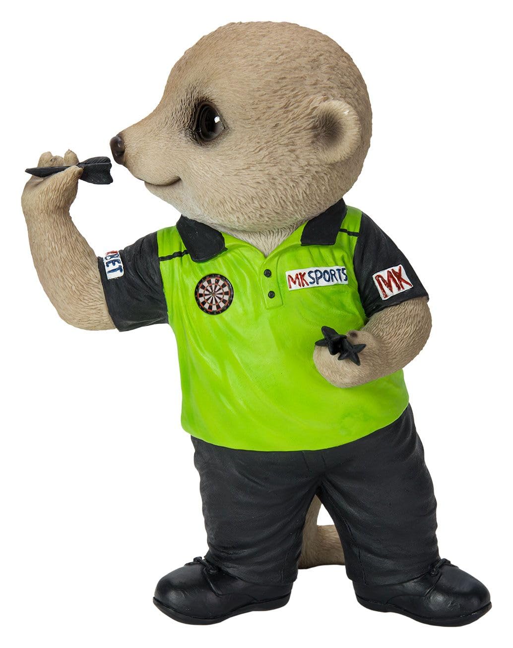 Vivid Arts - Resin Baby Meerkat Dart Player Home or Garden Decoration, XMK-2374-D, 22cm