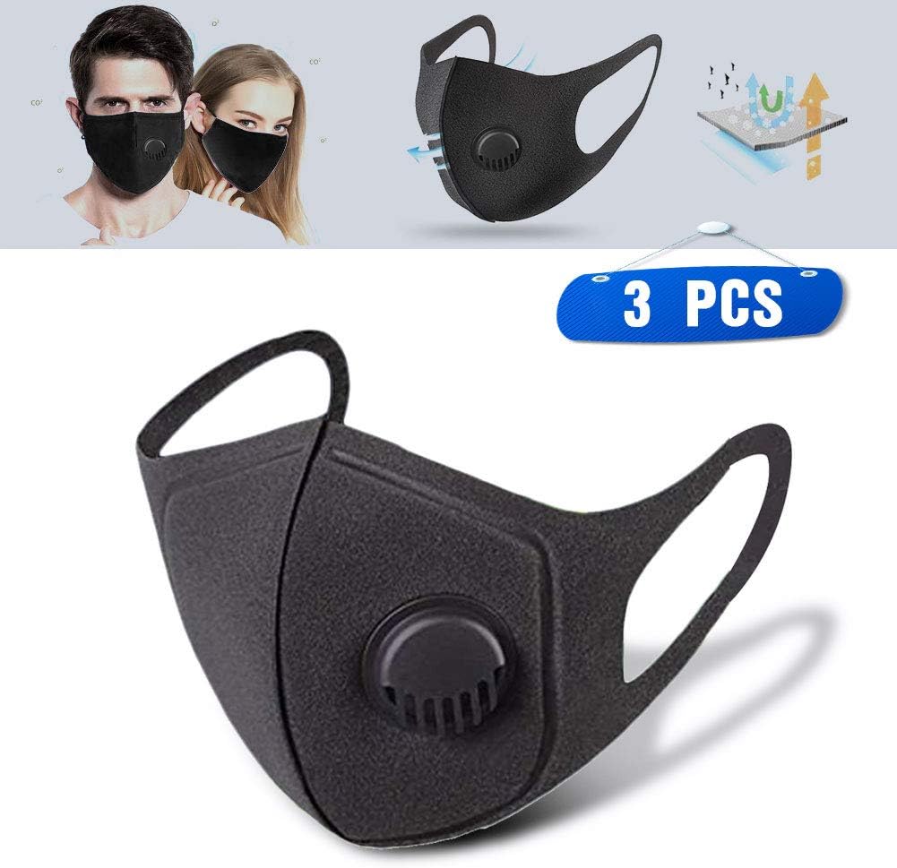 Quvivior Face Masks PM2.5 Dust Breathing Mask Washable Reuseable Respirator Masks with Valve Safety Dustproof Breathable Mask