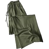 SHENHE Women's Satin Wide Leg Pants Drawstring Flowy Dressy Silky Business Casual Work Pants