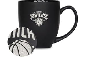 Rico Industries NBA Basketball 15oz Matte Black Ceramic Bistro Mug – Coffee, Tea, Hot or Cold