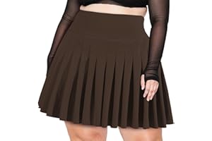 Moon Wood Women's Plus Size Pleated Tennis Skirt- Girls High Waist Athletic Golf Skirts with Shorts