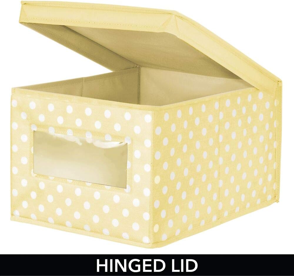 Amarillo Claro/Blanco mDesign Caja de Tela de Lunares Organizador
