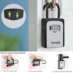 TOWOKE Key Lock Box For Outside - Weatherproof Lock