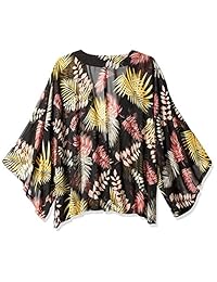 Kimono de orquídea con impresión de gas en la parte delantera abierta.