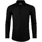RODEM CLUB Men's Dress Shirt Slim Fit Long Sleeve Full Stretch Wrinkle-Resistant Business Casual Solid Button Down Shirts