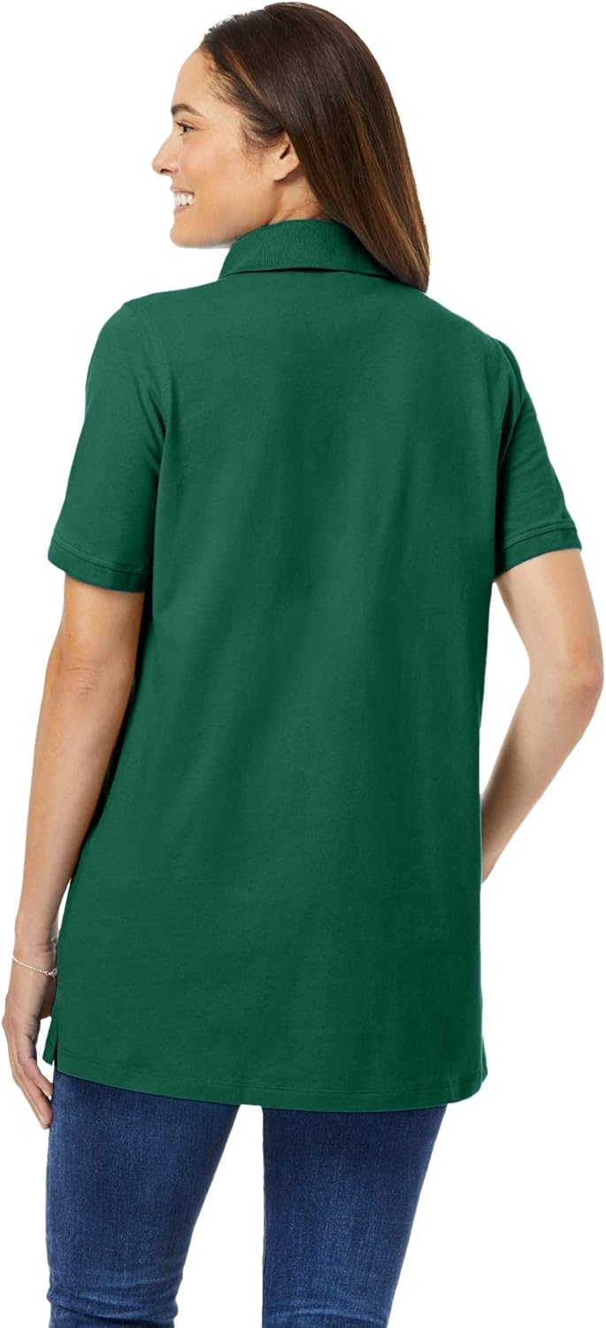 Woman Within Women's Plus Size Perfect Short-Sleeve Polo Shirt at  Women’s Clothing store