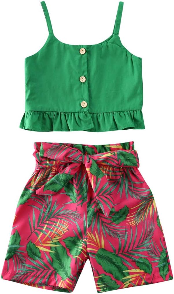 Toddler Kids Baby Girl Floral Outfit Lace Halter Tank Top+Boho Skirt Dress Set Summer Clothes