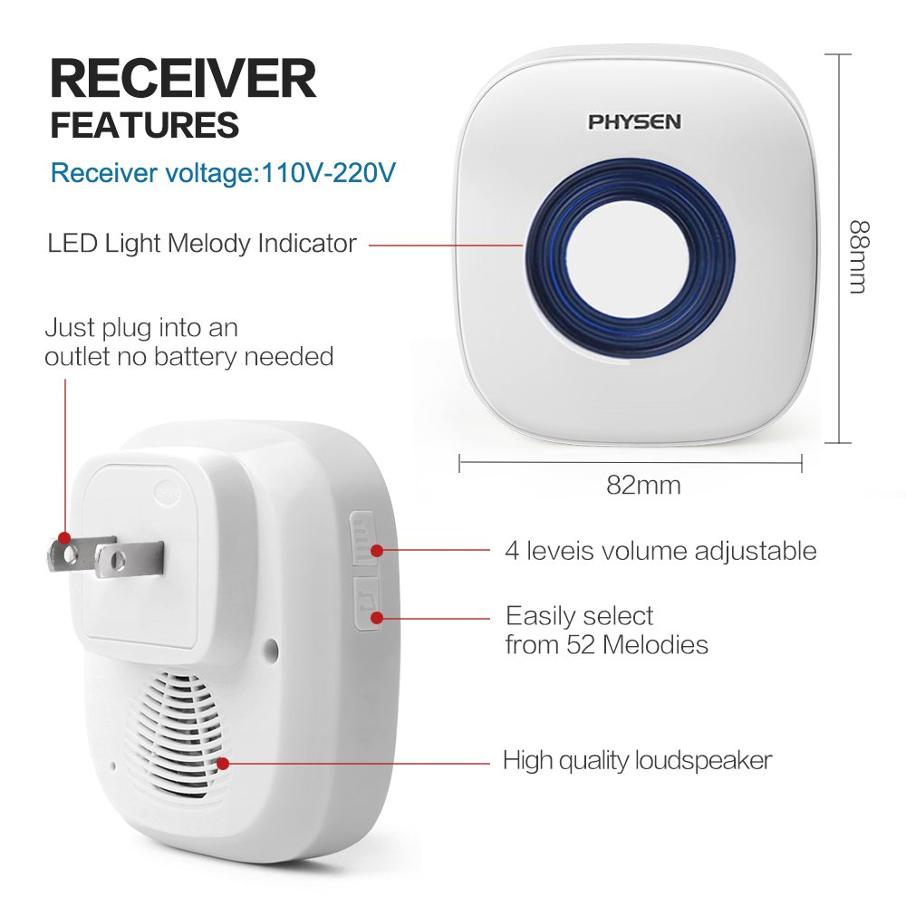 PHYSEN Wireless Door/Window Sensor Chime kit with 3 Door