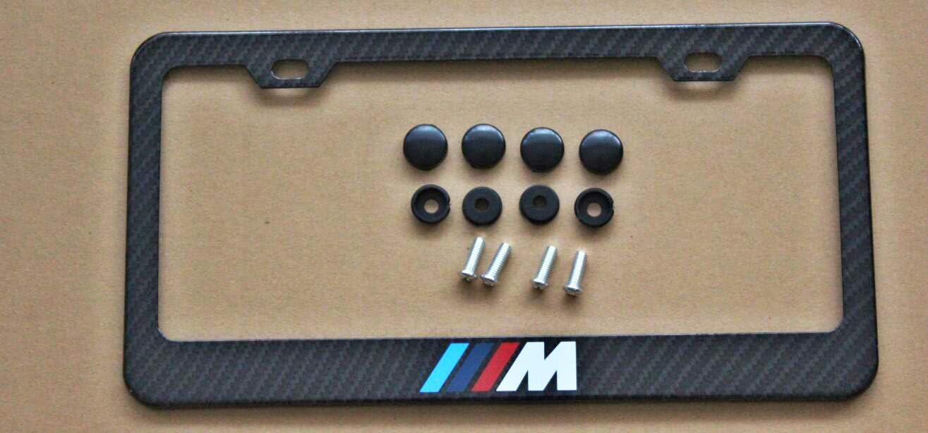 Armertek M -Tech Sport Logo M M2 M3 M4 M5 M6 E46 E92 E9X F8X E8X \Carbon Fiber-Look License Plate Frame Cover Stainless Steel Black for MW (1)