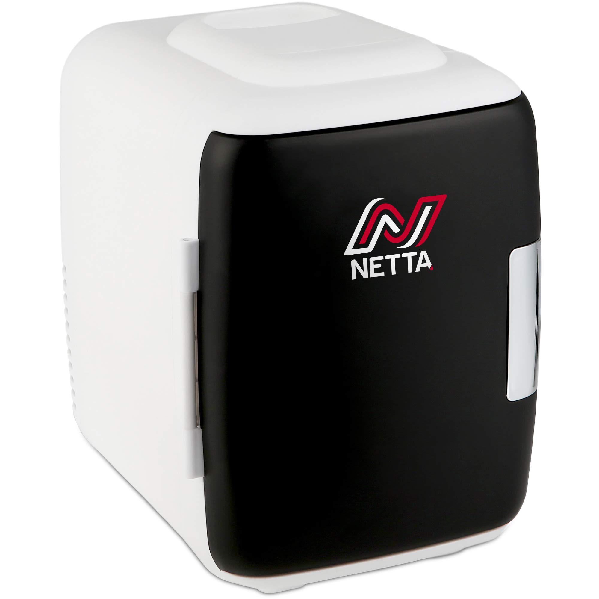 NETTA Mini Fridge 5L - Beer Drinks Portable Small Fridge - For Bedroom, Skincare, Office With Cooling And Warming Function - AC/DC Portable - White & Black