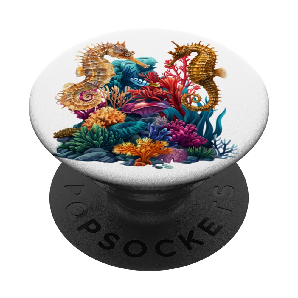 A Coral Reef and Two Seahorses PopSockets Swappable PopGrip