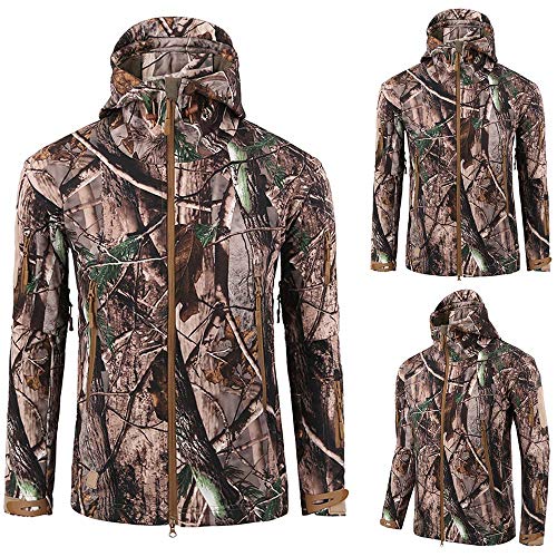 Clearance! Men's Waterproof Shell Military Tactical Jacket Outdoor Camouflage Hunting Hooded Coat