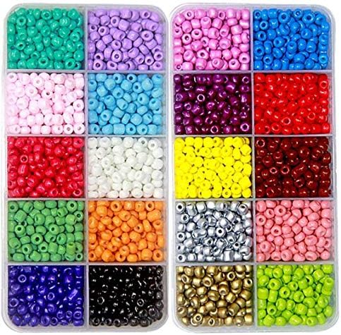 Ewparts 3mm DIY Beads Set, 20 Different Glass Beads String Making Set For Girls Art Crafts Gift Toys, 2 Pack (full color)