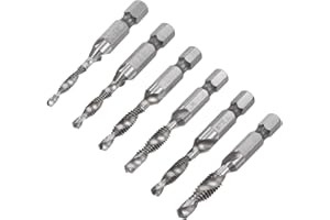 uxcell Combination Drill and Tap Bit Set, 6-32 8-32 10-3210-24 12-24 1/4-20 High Speed Steel 4341 Spiral Flute Drilling Tappi