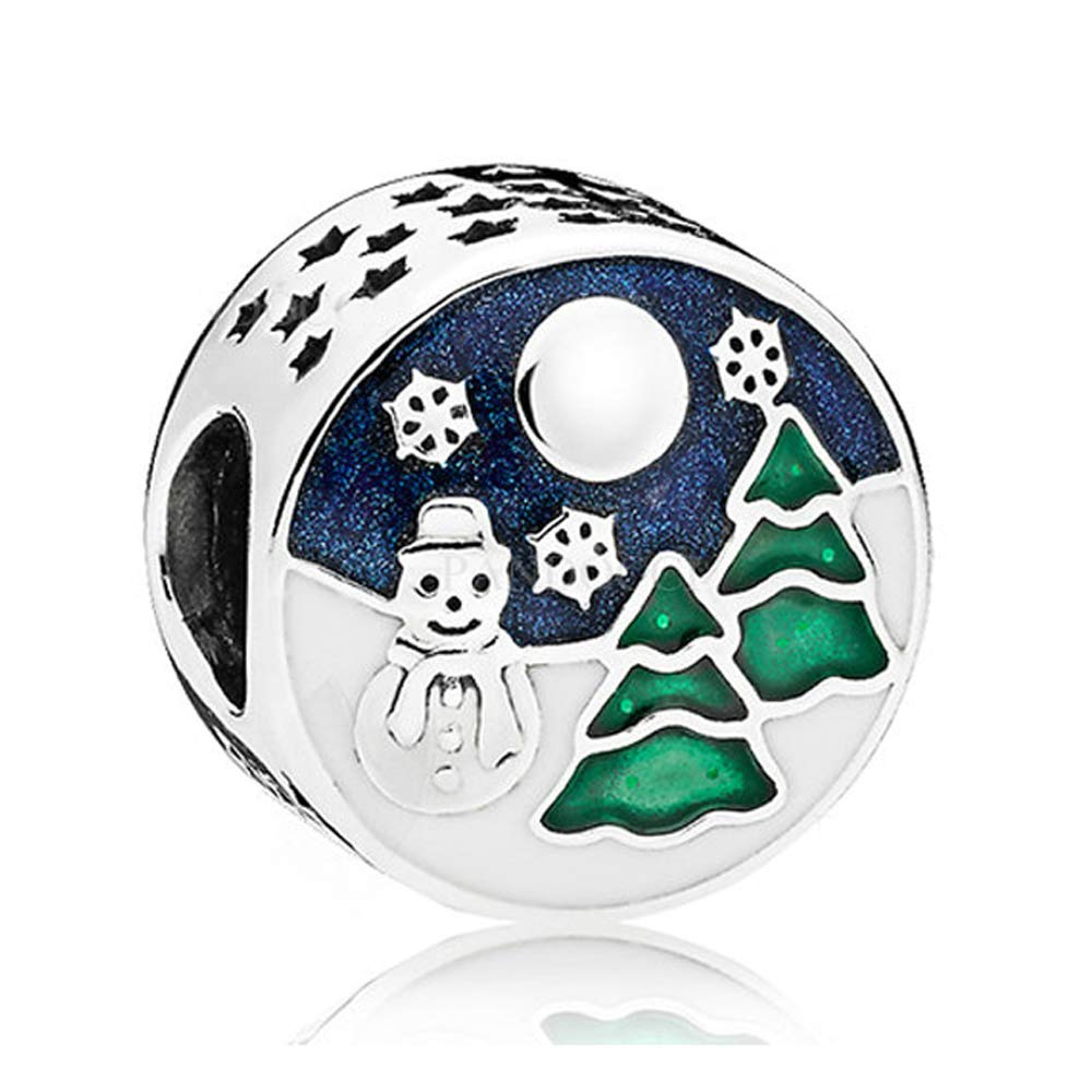 PANDOCCI 2017 Christmas Snowy Wonderland Beads Authentic 925 Sterling Silver DIY Fits for Original Pandora Bracelets Charm Fashion Jewelry