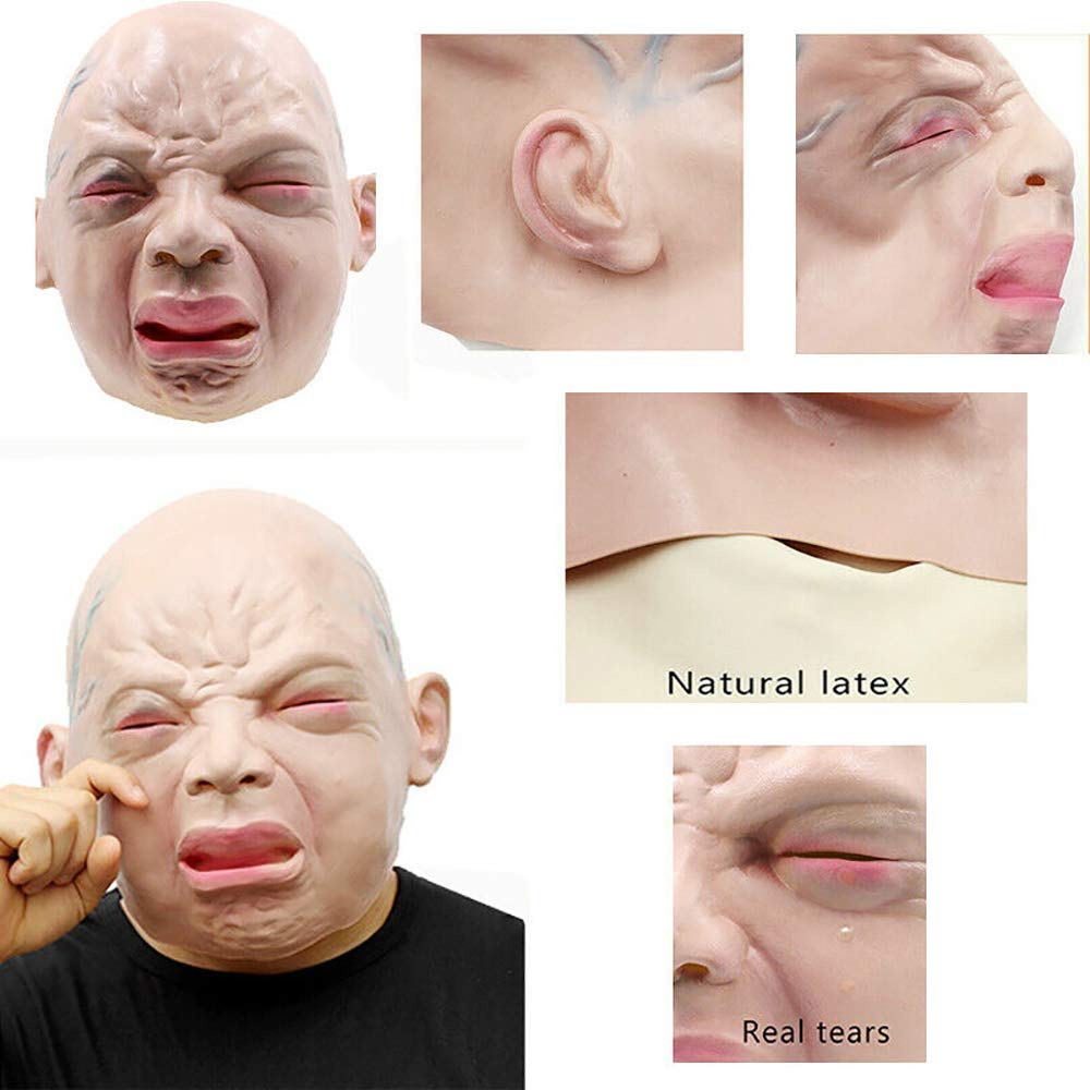 GK Realistic Man Latex Mask Old Male Disguise Halloween Fancy Dress Bruiser Bouncer Full Head Latex Fancy Dress Costume Accessory, Unisex-Adult, One Size Life Like
