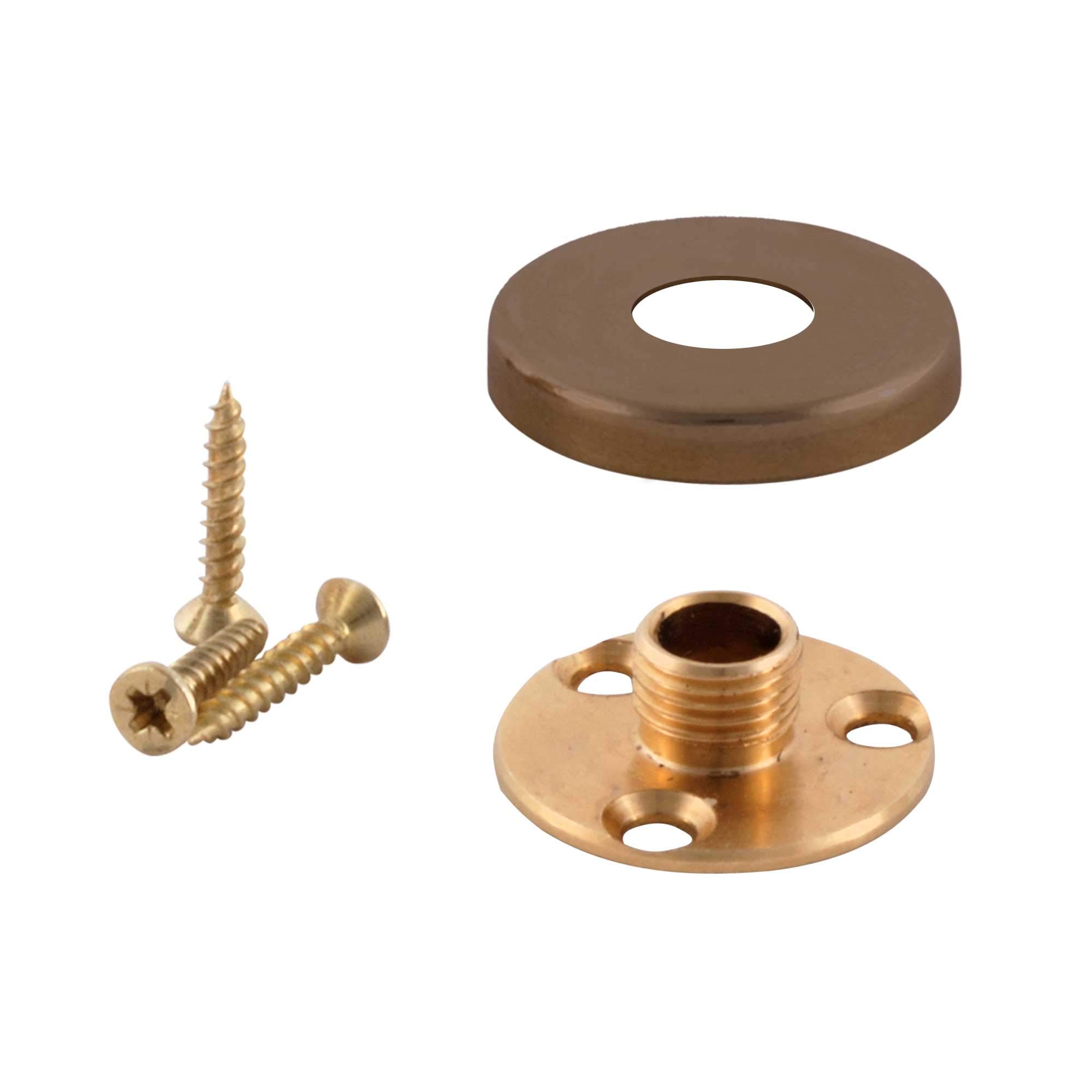 ElekTek Brass Back Plate Kit - 10mm Male Thread and Screws with Cover - Antique Brass - Combine with E27 10mm Lampholder