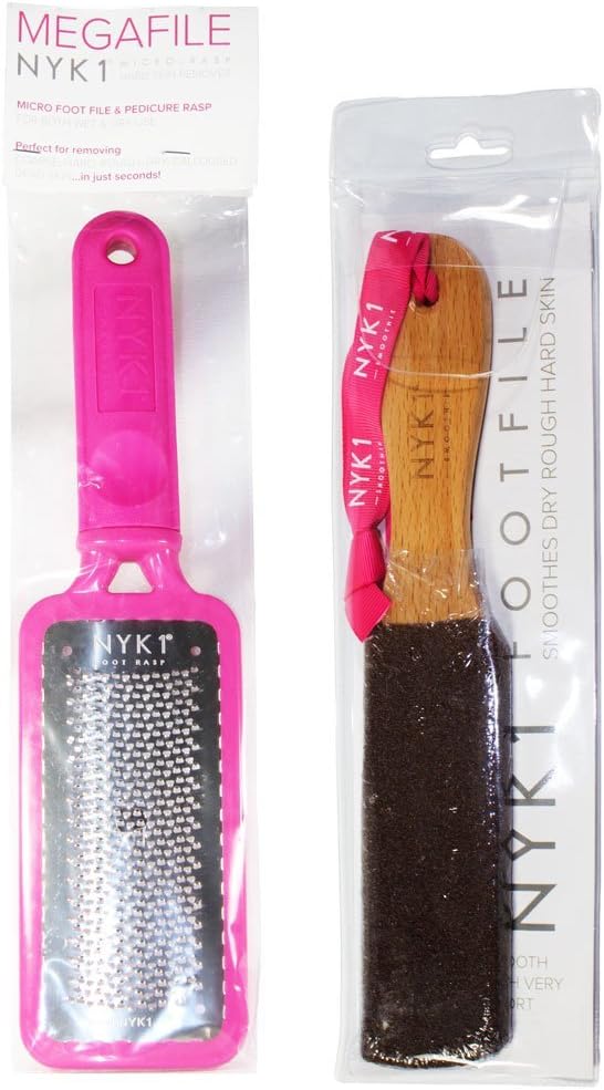 NYK1 Pink MEGAFILE Foot File Pedicure Rasp THE Original with NYK1 Curved Smoothie Super Sharp Extra Large Micro Files SHARPEST File Skin Grater Remove Calloused Dry Rough Dead Skin Feet Soft Smooth - Image 3