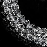 12MM Clear Glass Crystal Beads Faceted Rondelle Shape Beads for Jewelry DIY or Making & Design (12MM, GB-1007)