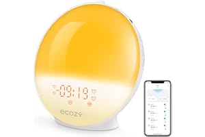 ecozy Réveil lever du soleil pour les dormeurs lourds, lumière de réveil intelligente avec simulation lever du soleil/coucher