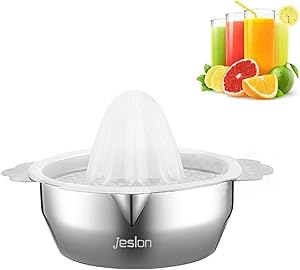 Kennifer Juicer Squeezer, Stainless Steel Manual Hand Press Squeezer, Citrus Oranges Lemons Fruit Bowl Container Home Easy Use Handmade Juice Strainer in Kitchen