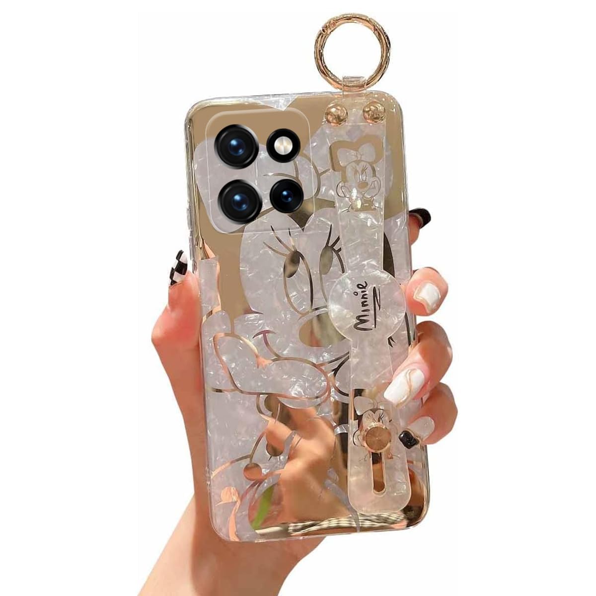 Photo 1 of Meishangmei for Motorola Moto G Stylus 5G 2025 Case 6.7" Cute with Wrist Strap Stand Glitter Bling Cartoon IMD Soft TPU Shockproof Protective Case - Minnie