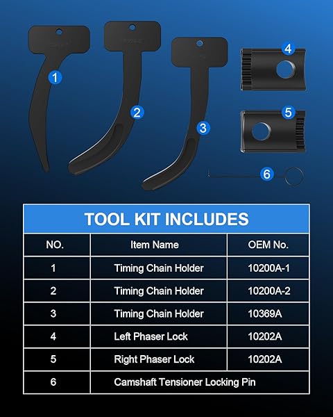 ZOMIYU 3.6 PENTASTAR TIMING TOOL KIT, CAMSHAFT PHASER LOCK SET CAMSHAFT HOLDING & TIMING CHAIN LOCK TOOLS REPLACES 10200A 10202A 10369A COMPATIBLE WITH CHRYSLER DODGE JEEP RAM 3.6L ENGINE (2011-2019)