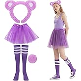 4 PCS Bear Costume include Bear Ears Headband Tail Tutu Skirt and socks for Halloween Cosplay Party
