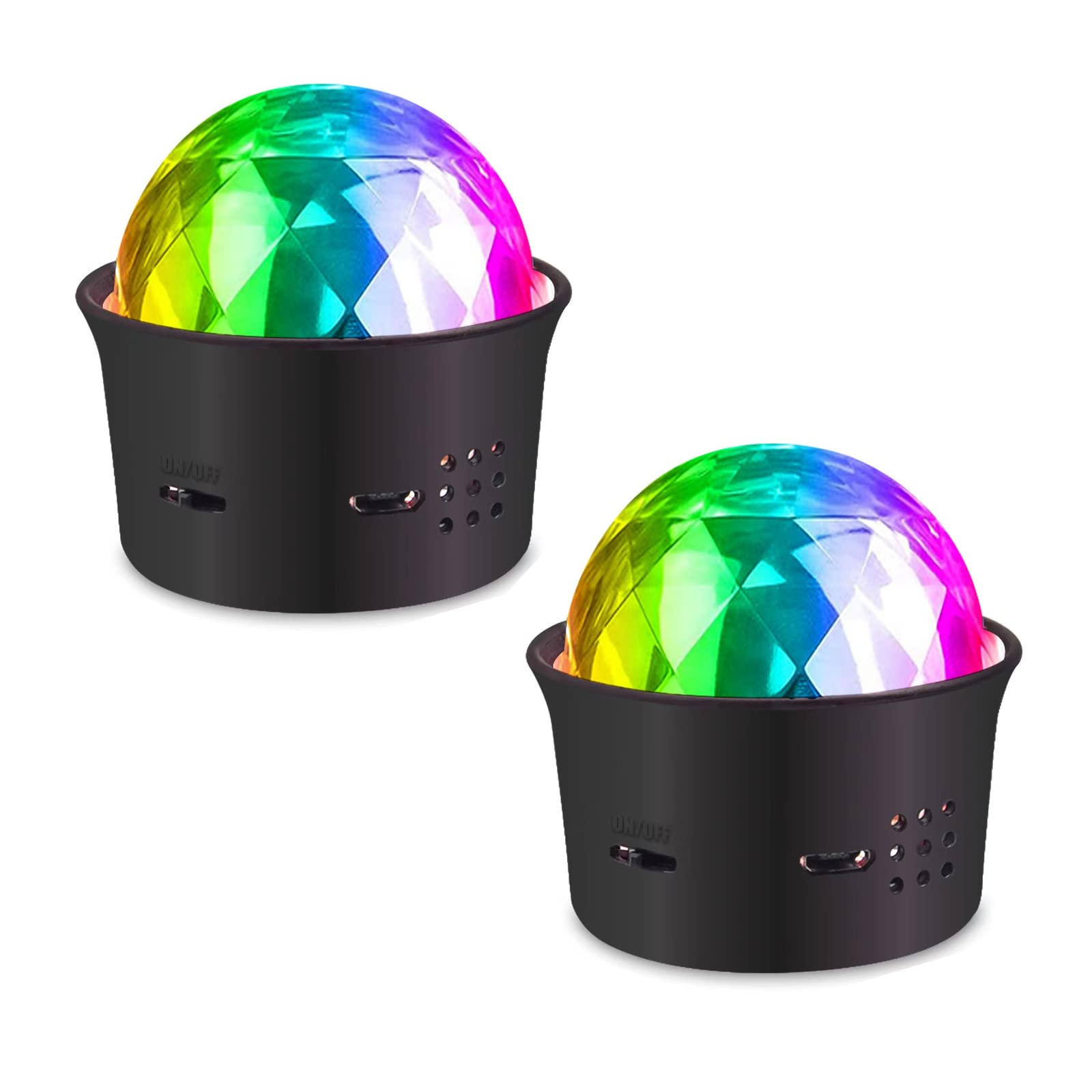 LED Party Disco Lights 360° Rotating Strobe Lights Sound Activated Mini LED 3W USB Disco Ball DJ Stage Lighting Rechargable Light for Kids Birthday Celebrate Club Family dj Gift 2 Pack