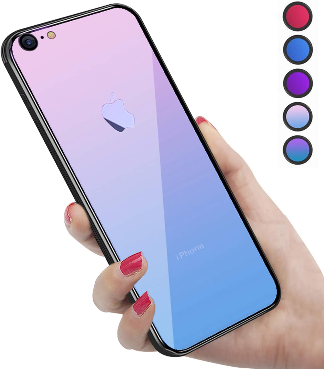 Amazon Iphone6 ケース Iphone6s ケース 強化ガラス 9h硬度加工 ガラスケース 薄型 全透明グラデーション Tpuバンパー 滑り止め 全面保護 ストラップホール付き 指紋防止 耐衝撃 ケース カバー 通販