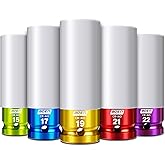 BOEN 5Pcs 1/2 Inch Lug Nut Socket Set, Wheel Protector Thin Wall Deep Impact Socket, CR-MO Steel, 6 Point, Metric 15 17 19 21