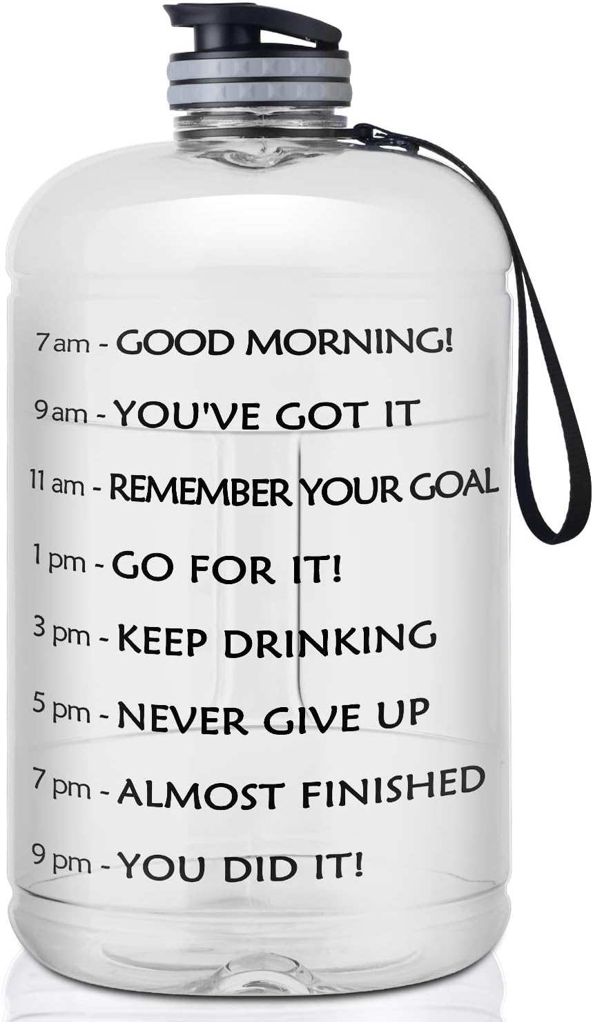 Gallon Water Bottle Portable Water Jug - Fitness Sports Daily Water Bottle with Motivational Time Marker, Leak-Proof Gym Bottle for Outdoor Camping(1 Gallon/73 oz)
