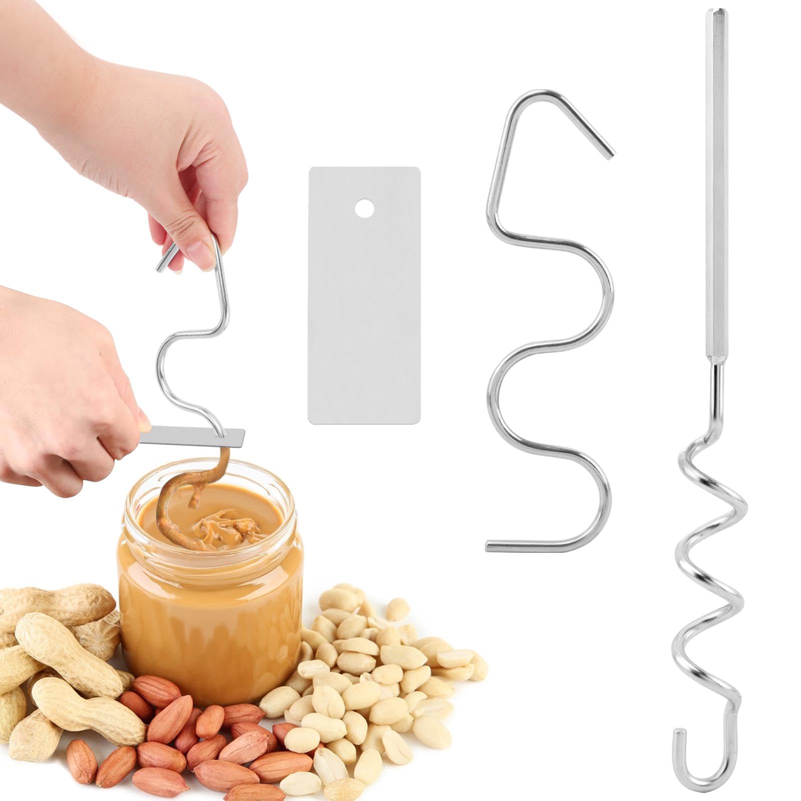 Photo 1 of 2 Pcs Peanut Butter Stirrer, 1 Pcs Peanut Butter Stirrer Tool for Most Powered Hand Mixers and Drills, 1 Pcs Peanut Butter Mixer for Manual, with 1 Pcs Scraper, for Peanut Butter and Nut